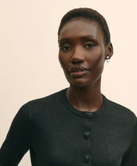 Merino Wool Blend Cropped Shimmer Cardigan