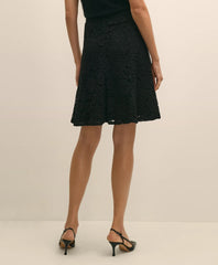 Cotton-Viscose Blend Fluted Lace Skirt
