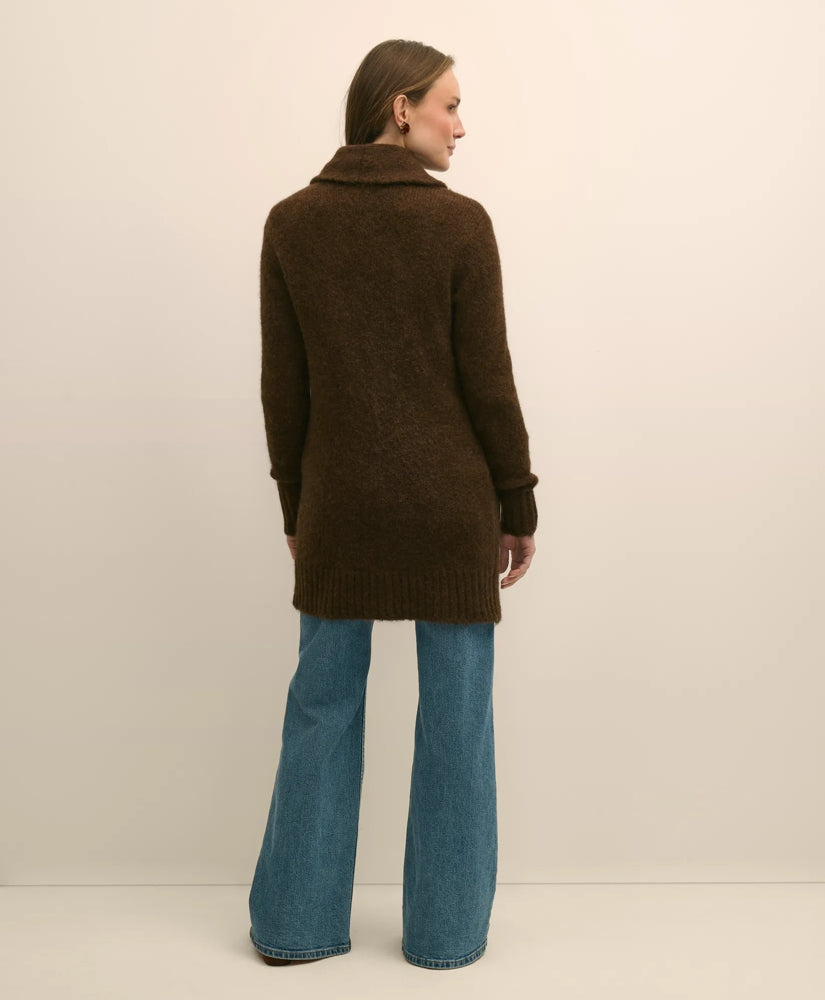 Alpaca-Wool Blend Shawl Collar Tunic Cardigan