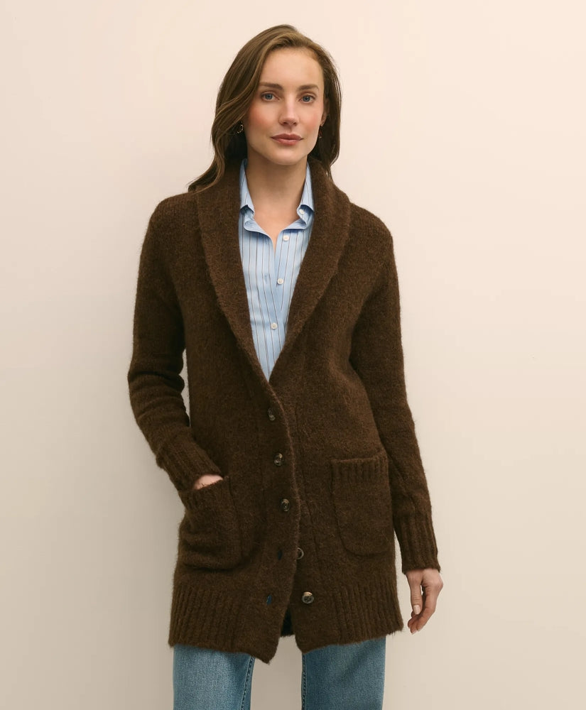 Alpaca-Wool Blend Shawl Collar Tunic Cardigan