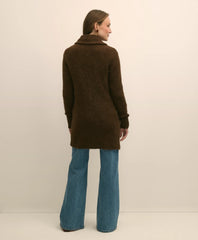 Alpaca-Wool Blend Shawl Collar Tunic Cardigan
