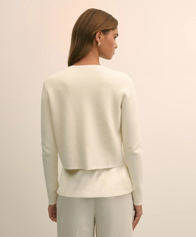 Merino-Wool-Cotton Blend Floral Embellished Cardigan