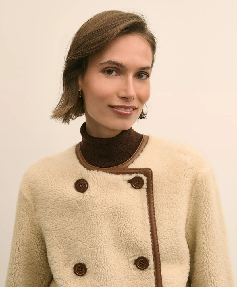 Double-Breasted Shearling Coat