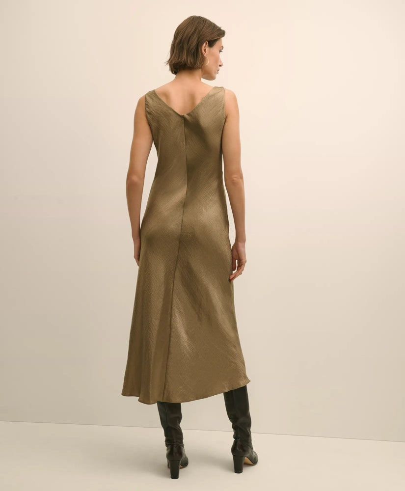 Viscose Bronze-Gold Slip Dress