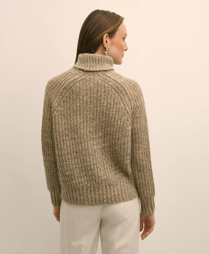 Alpaca-Wool Blend Relaxed Shimmer Turtleneck Sweater