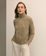 Alpaca-Wool Blend Relaxed Shimmer Turtleneck Sweater
