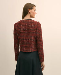 Cotton-Wool Blend Boucle Shimmer Cropped Jacket