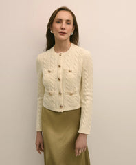 Merino Wool-Cashmere Blend Cable-Knit Cardigan