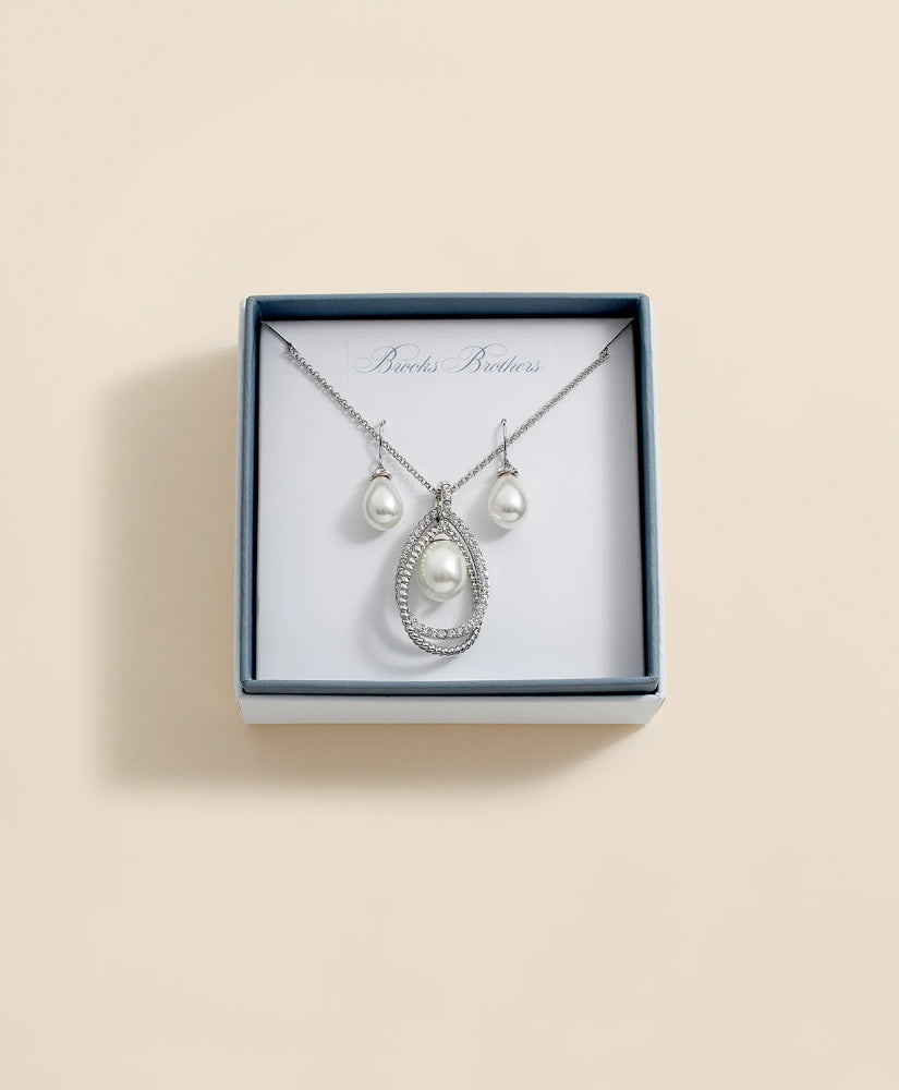 Orbital Interlocking Faux- Pearl and Crystal Set