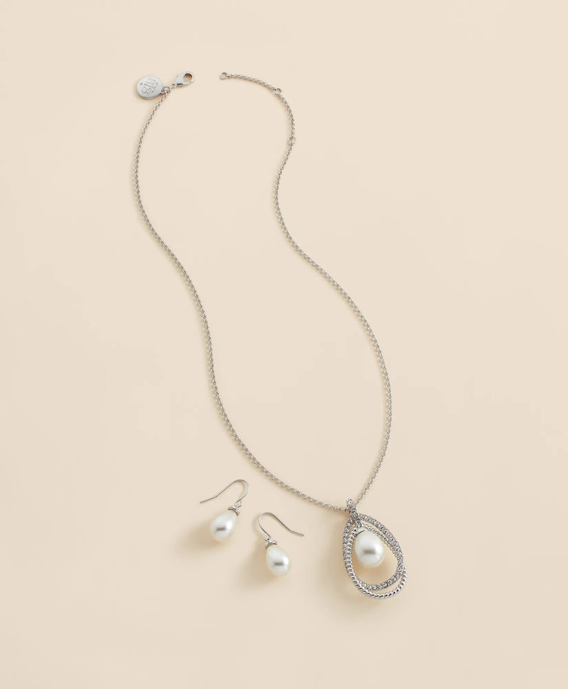 Orbital Interlocking Faux- Pearl and Crystal Set