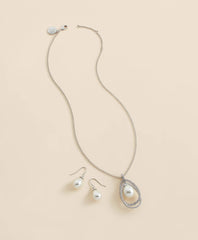 Orbital Interlocking Faux- Pearl and Crystal Set