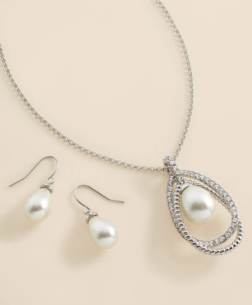 Orbital Interlocking Faux- Pearl and Crystal Set