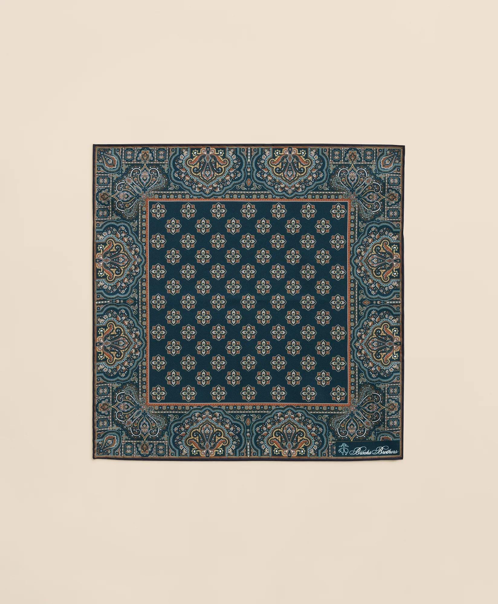 Ornate Motif Silk Pocket Square
