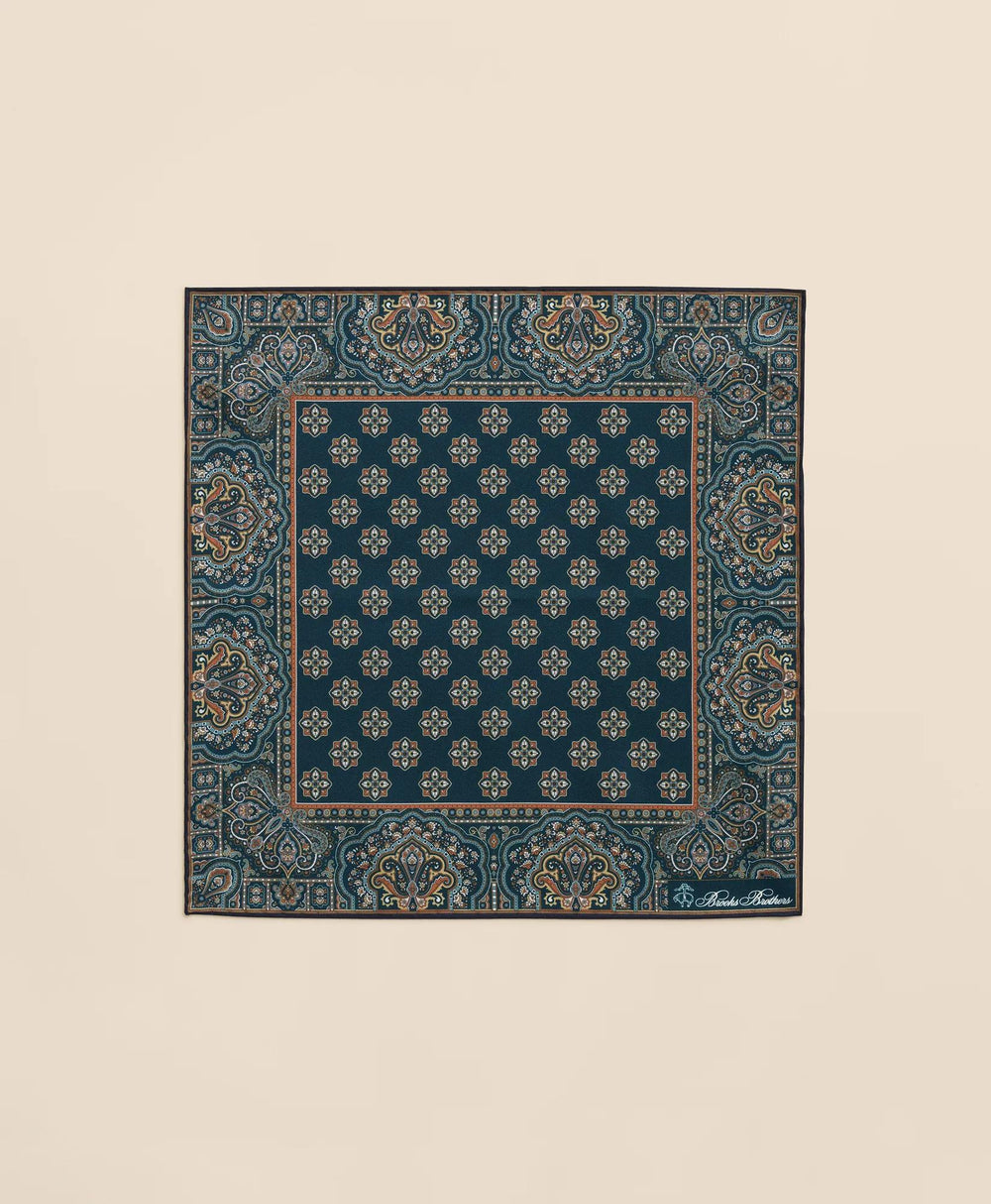 Ornate Motif Silk Pocket Square