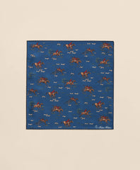 Equestrian Motif Silk Pocket Square
