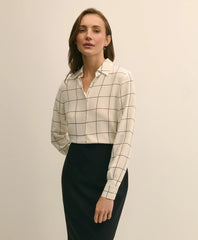 Relaxed Silk Windowpane Blouse