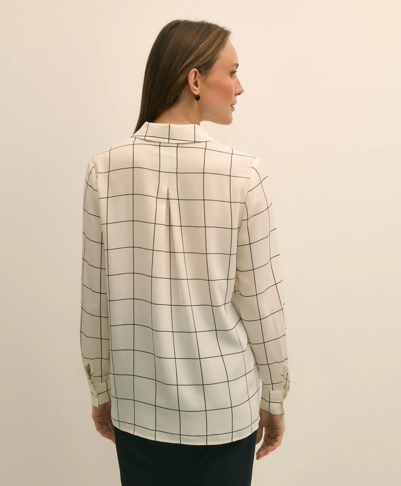 Relaxed Silk Windowpane Blouse