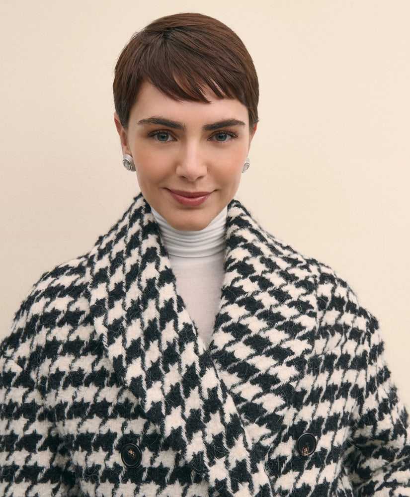 Oversized Wool Houndstooth Coat