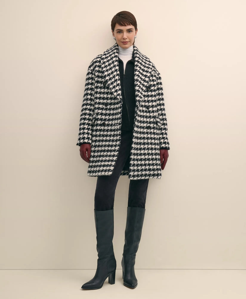 Oversized Wool Houndstooth Coat