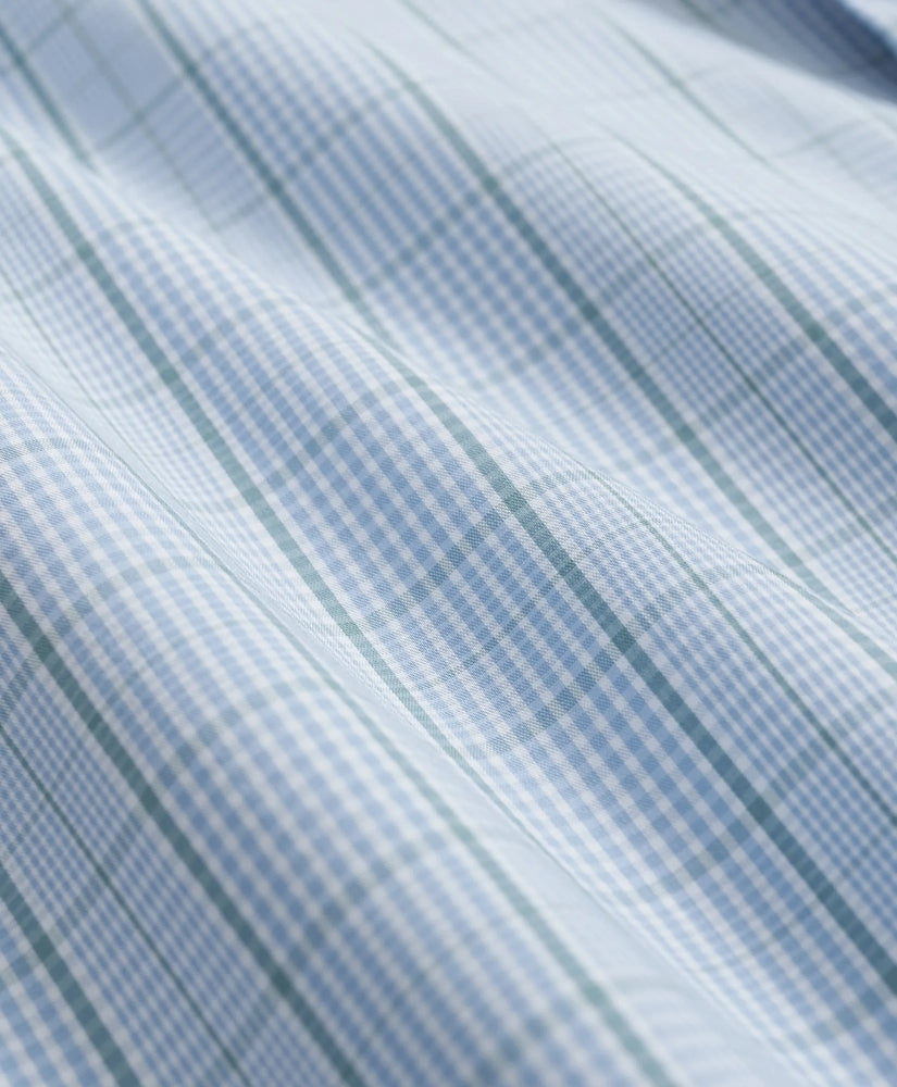 Performance Series Stretch Polo Button-Down Collar, Glen Plaid Sport Shirt