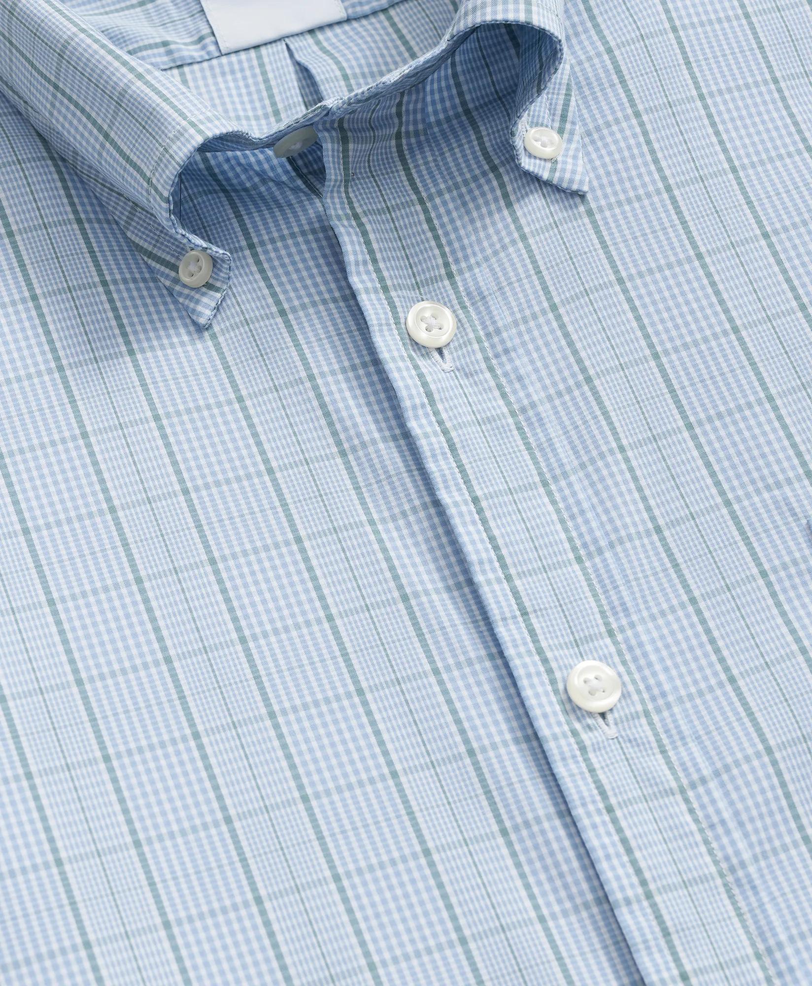 Performance Series Stretch Polo Button-Down Collar, Glen Plaid Sport Shirt