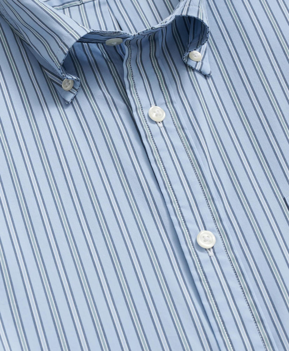 Performance Series Stretch Polo Button-Down Collar, Striped Sport Shirt