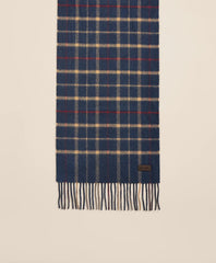 Plaid Camel Hair Windowpane Fringed Scarf