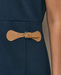 Ponte Short-Sleeve Mini Dress With Buckle Detail