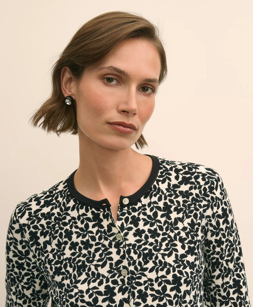 Leaf Print Cotton Cardigan