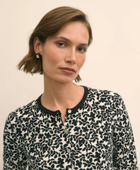 Leaf Print Cotton Cardigan