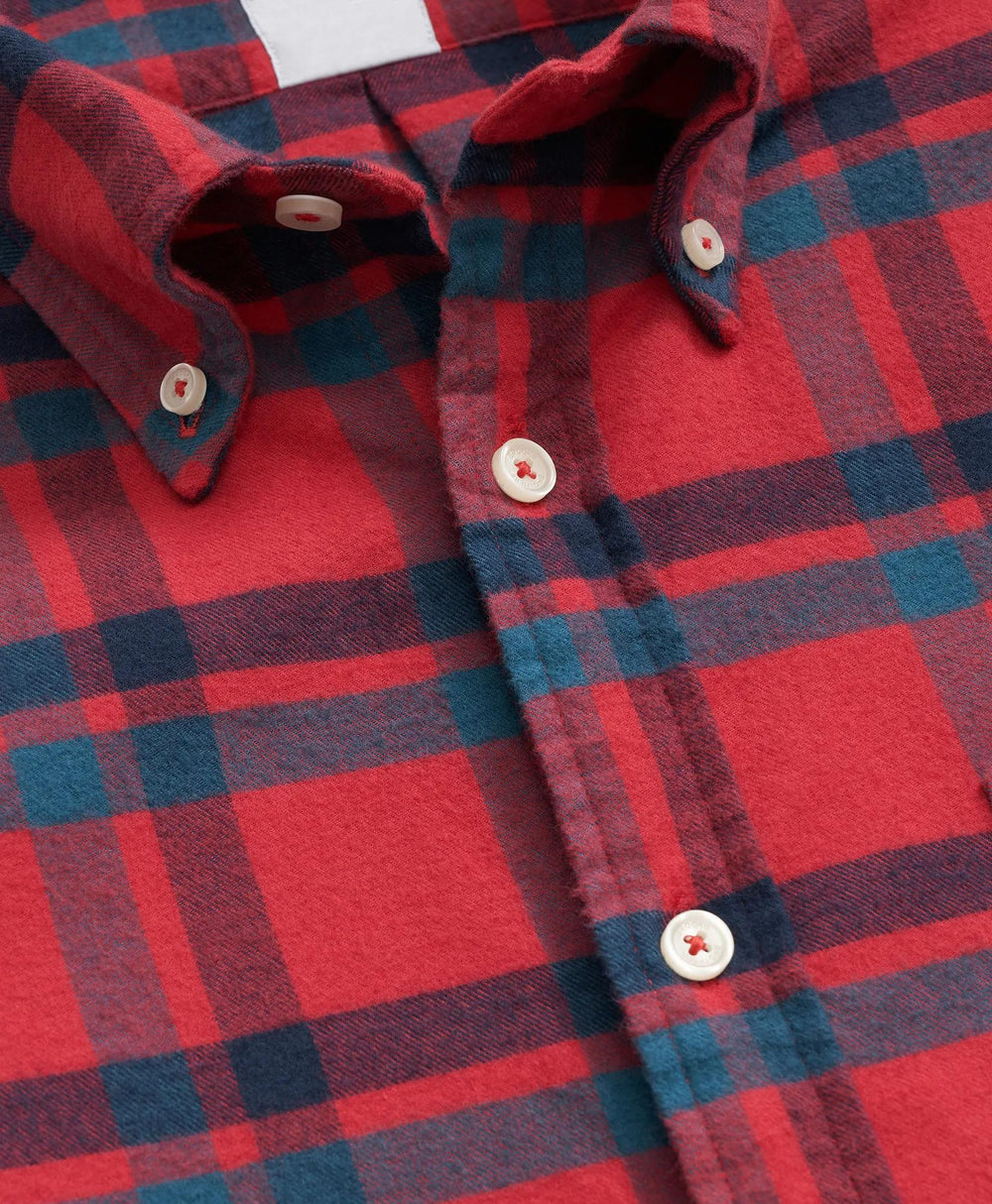 Portuguese Flannel Polo Button Down Collar, Bold Plaid Shirt