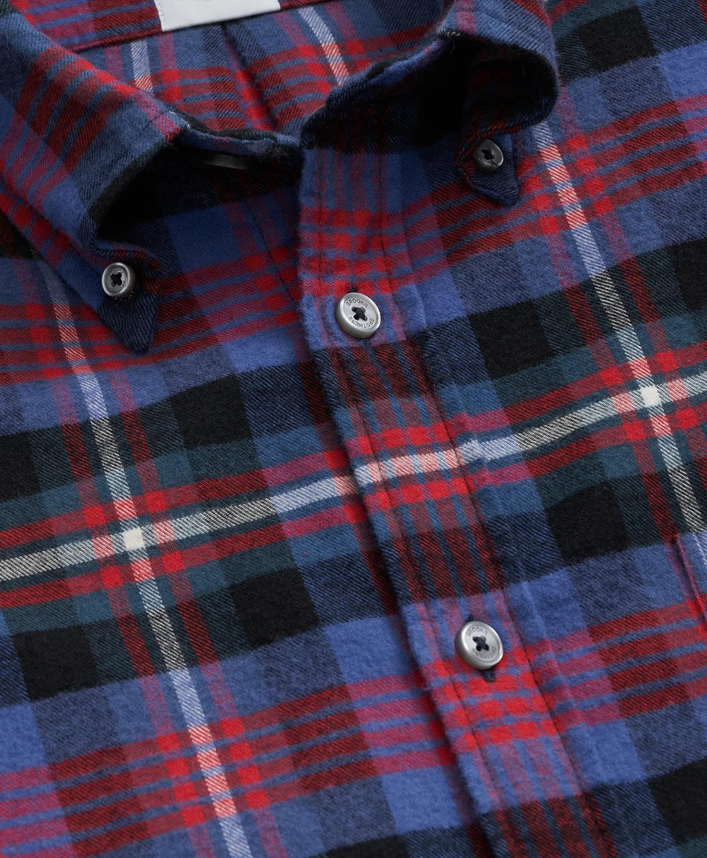 Portuguese Flannel Polo Button Down Collar, Bright Plaid Shirt