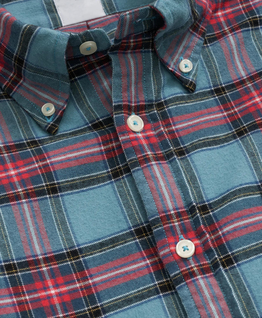Portuguese Flannel Polo Button Down Collar, Stewart Tartan Shirt