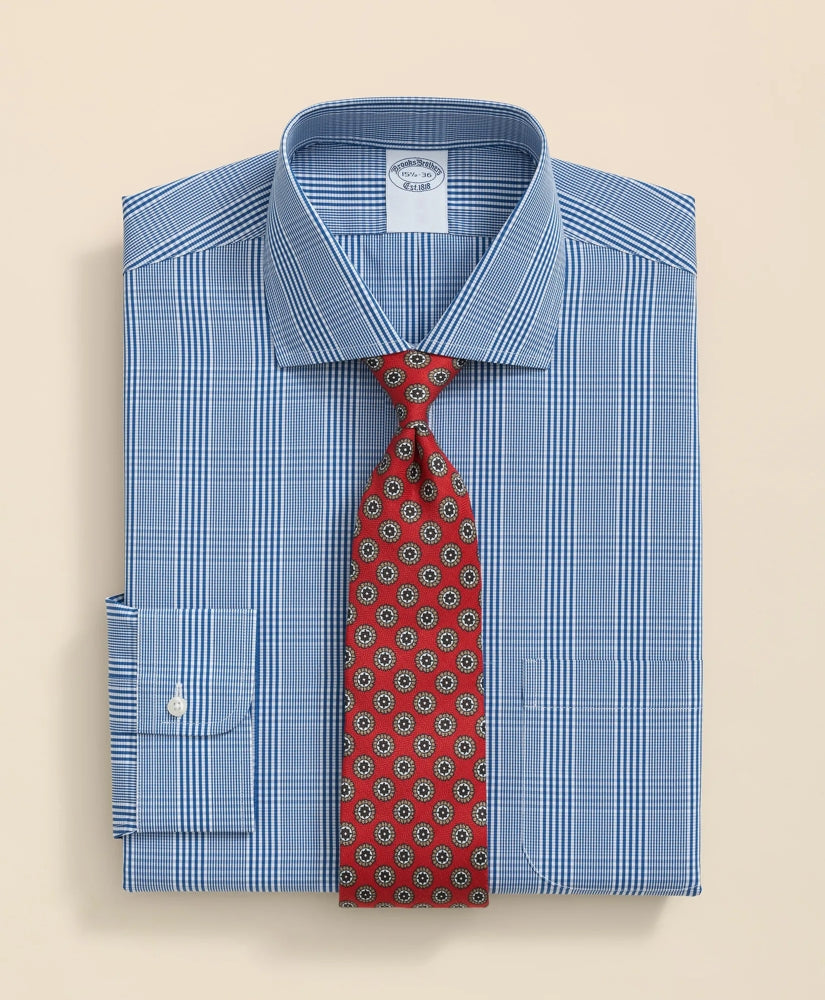 Pure Supima® Cotton Regular-Finish, English Spread Collar Glen Plaid Dress Shirt