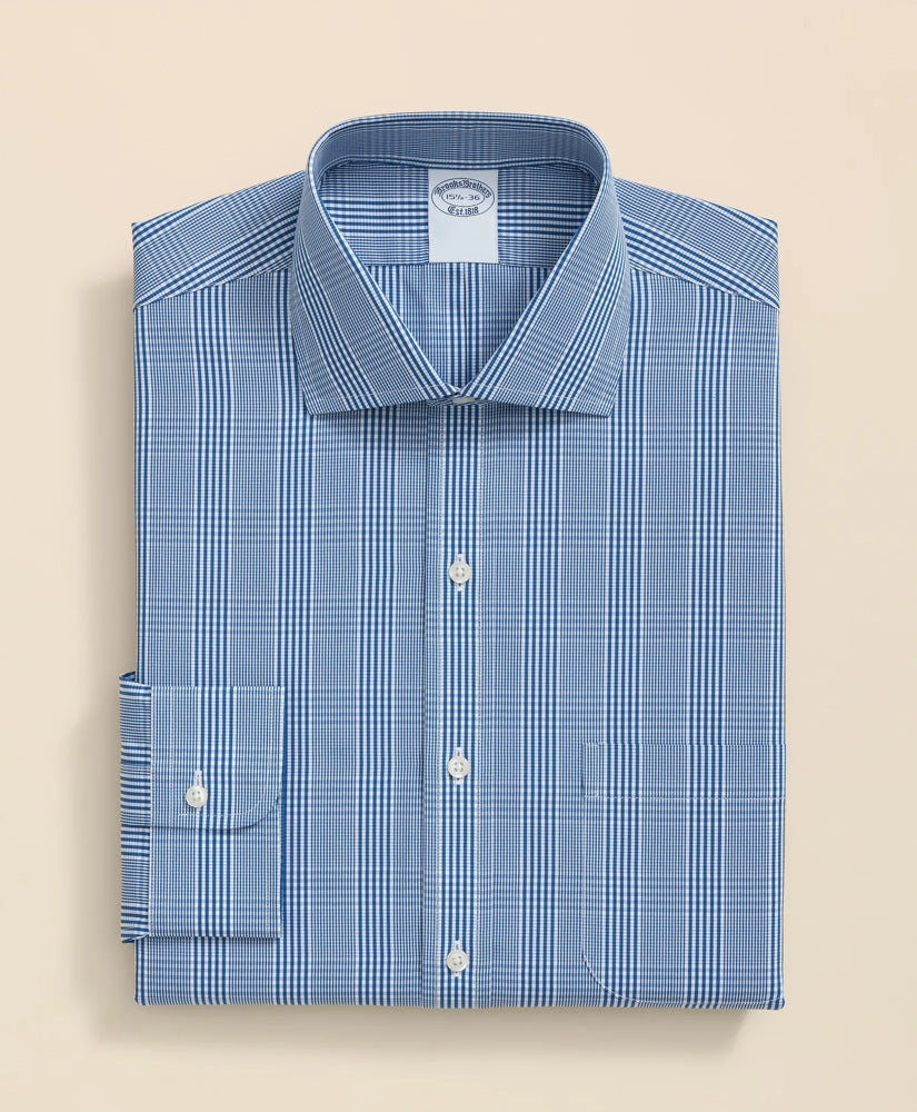 Pure Supima® Cotton Regular-Finish, English Spread Collar Glen Plaid Dress Shirt