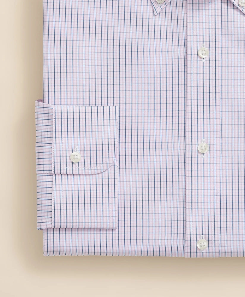 Pure Supima® Cotton Regular-Finish, Polo Button-Down Collar Grid Check Dress Shirt
