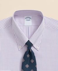 Pure Supima® Cotton Regular-Finish, Polo Button-Down Collar Grid Check Dress Shirt