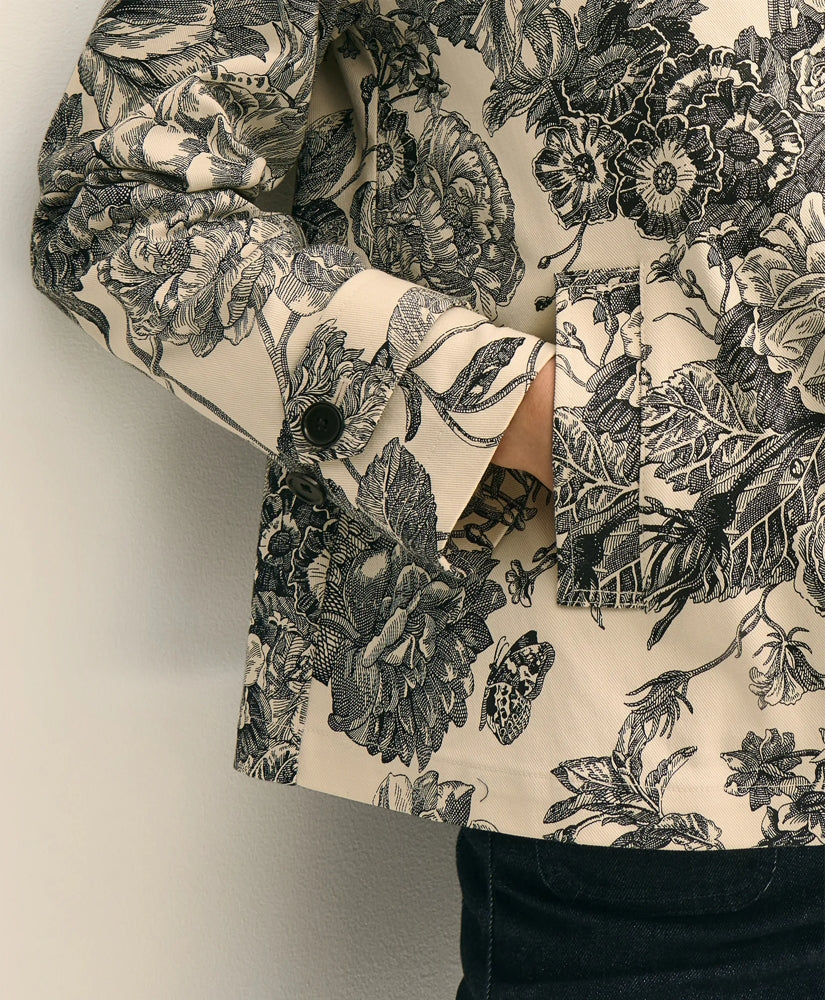 Relaxed Cotton Twill Floral Jacket
