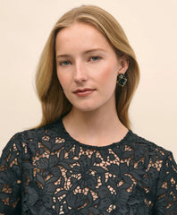 Relaxed Short-Sleeve Semi-Sheer Lace Top