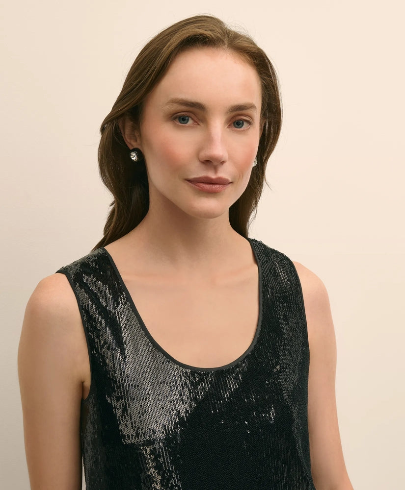 Sequin Scoop Neck Sleeveless Top