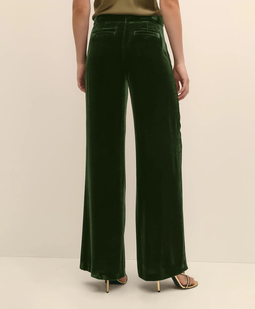 Silk Blend Drapey Velvet Wide-Leg Trouser