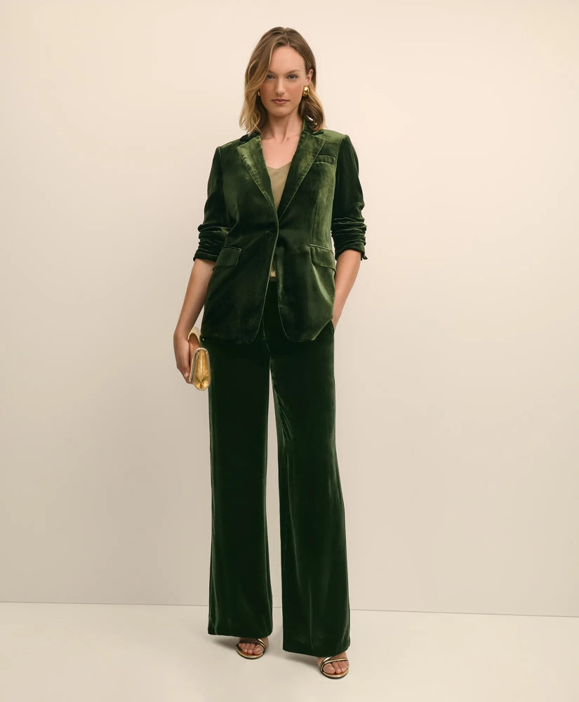 Silk-Blend One-Button Velvet Jacket