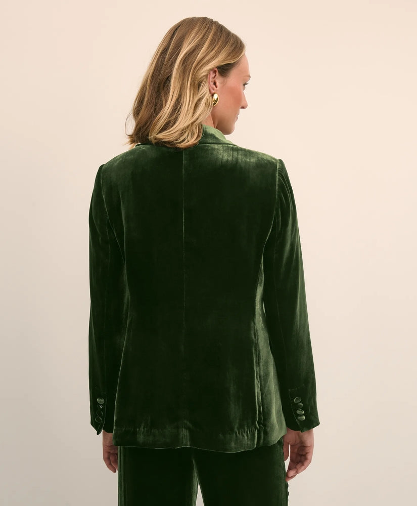 Silk-Blend One-Button Velvet Jacket