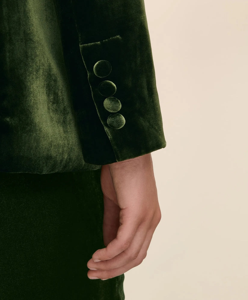 Silk-Blend One-Button Velvet Jacket