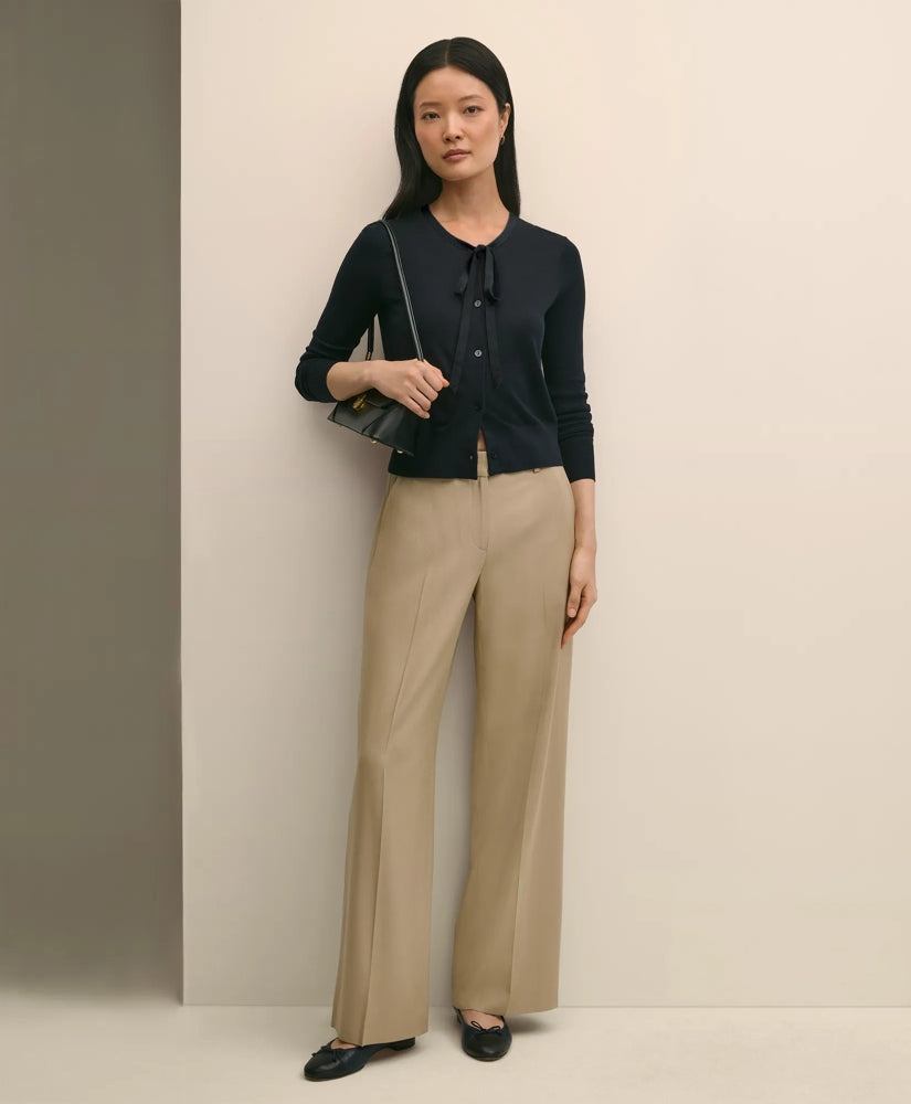 Silk-Blend Bow-Neck Cardigan