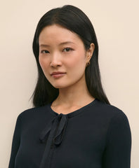 Silk-Blend Bow-Neck Cardigan