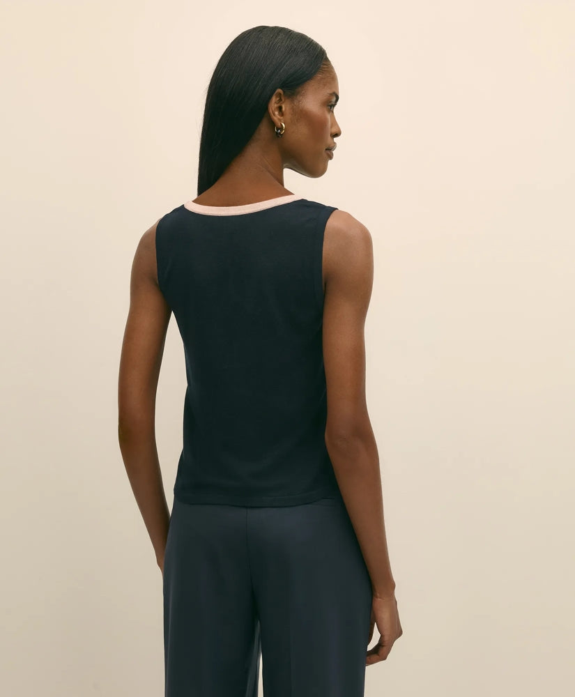 Silk-Blend Tipped Sleeveless Sweater Shell