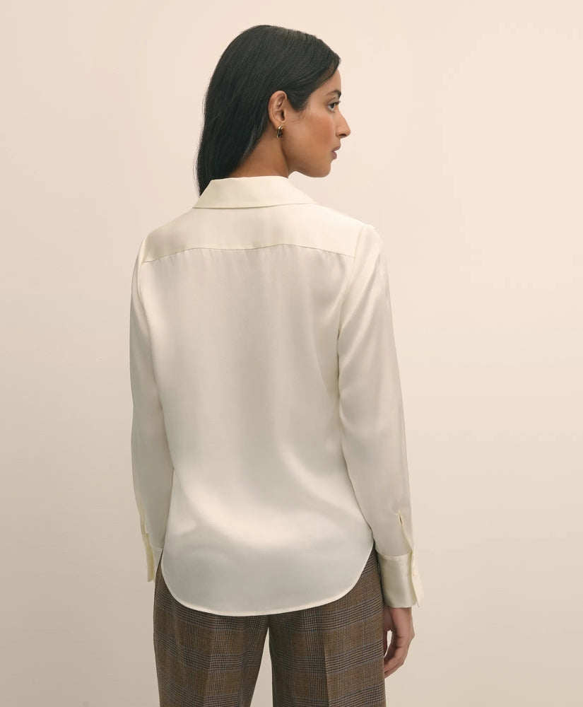 Silk Charmeuse Pintucked Blouse