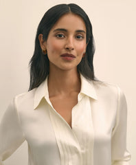 Silk Charmeuse Pintucked Blouse