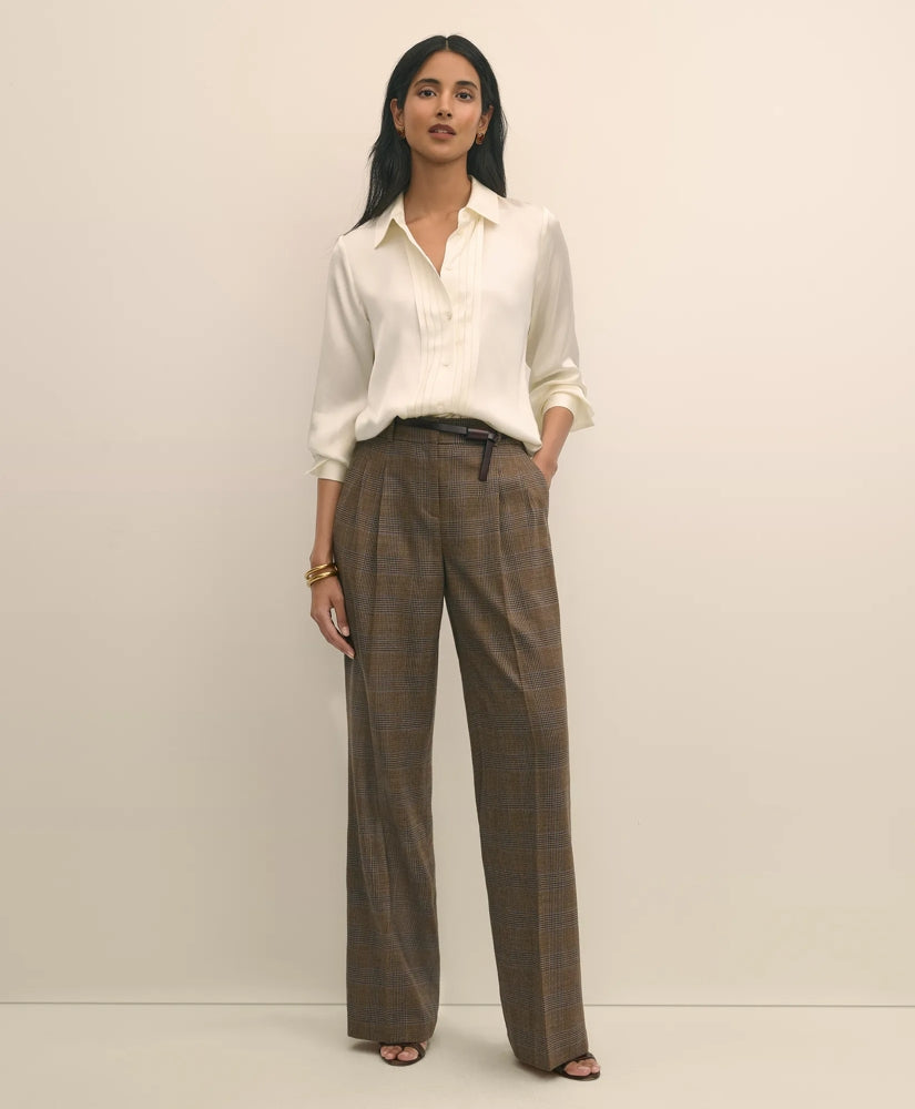 Silk Charmeuse Pintucked Blouse
